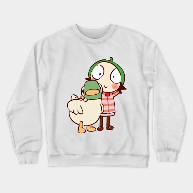 sarah and duck #1 / children's cartoon Crewneck Sweatshirt by mudwizard